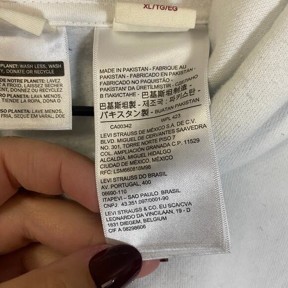 Levi's Graphic Cropped White Hoodie Sweatshirt Relaxed Fit Sz XL Poly-Cotton - Picture 11 of 14